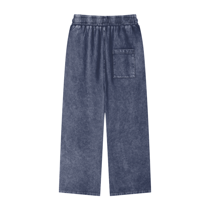 The Ashburn - Acid Wash Dogwood Flowers Wide Leg Pants