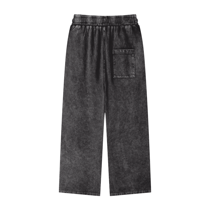 The Ashburn - Acid Wash Dogwood Flowers Wide Leg Pants